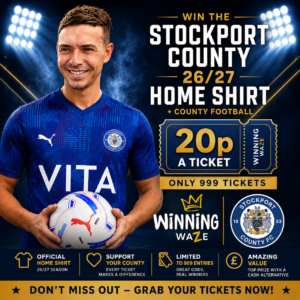 WIN THE OFFICIAL STOCKPORT COUNTY 26/27 HOME SHIRT + FOOTBALL