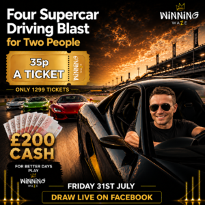 Four Supercar Driving Blast Experience Day for Two People or £200 CASH