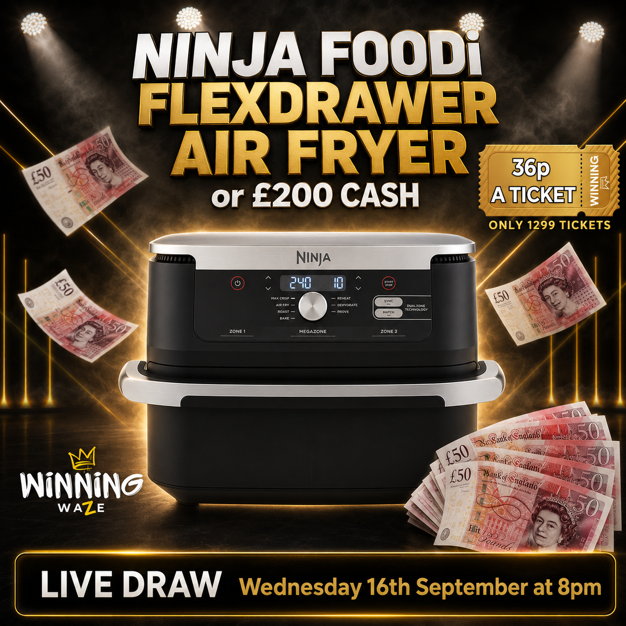 NINJA FOODi FLEXDRAWER AIR FRYER or £200 CASH