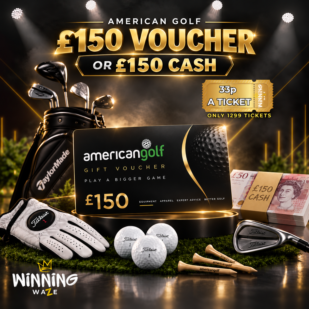 £150 American Golf Voucher or £150 CASH